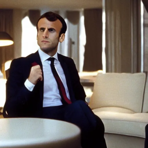 Image similar to Emmanuel Macron has an idea in American Psycho (1999)