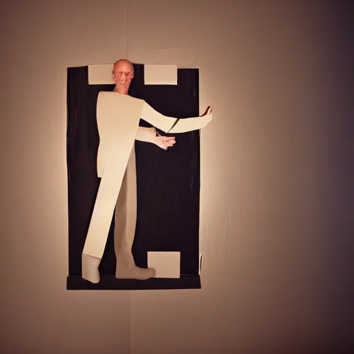 Image similar to Cardboard art representation of Ed Harris, studio lighting, F 1.4 Kodak Portra