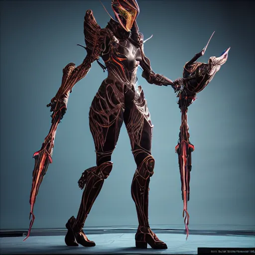 Image similar to photograph of female Valkyr warframe holding a kuva zarr, 8k resolution, high detail, ULTRA REALISTIC VFX, reflections