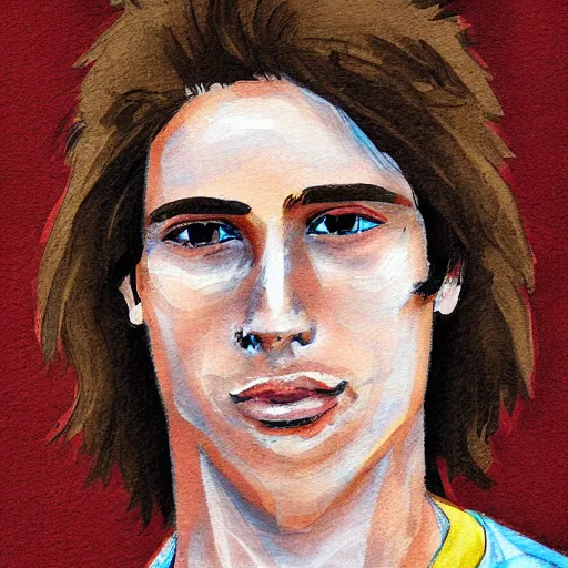 Image similar to a head - on comic - style portrait of a 2 0 - something engineering student, brown messy hair, by laurie greasly