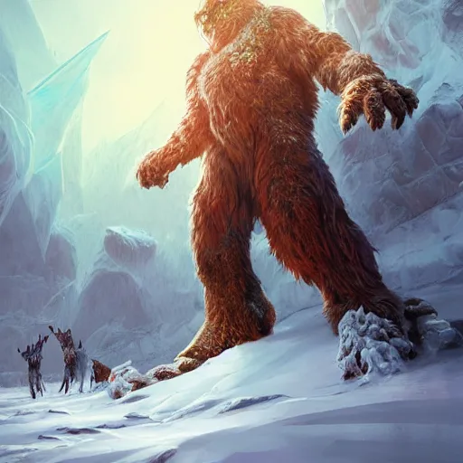 Prompt: A monster in the Arctic covered in snow, fractal Lighting, by Stanley Artgerm Lau, WLOP, Rossdraws, James Jean, Andrei Riabovitchev, Marc Simonetti, and Sakimichan, trending on artstation