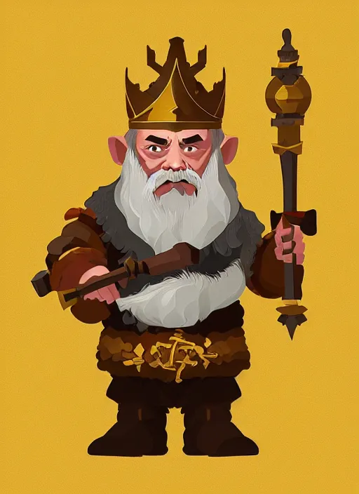 Image similar to dwarf fighter king, gold, exquisite details, white background, by studio muti