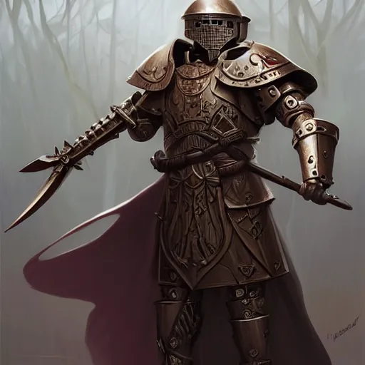 Image similar to beautiful warforged crusades construct wood steel holy cleric crusader runes warforged crusades tabard hooded cloak divine knights templar, intricate, elegant, highly detailed, digital painting, artstation, concept art, smooth, sharp focus, illustration, art by artgerm and greg rutkowski and alphonse mucha and loish and wlop