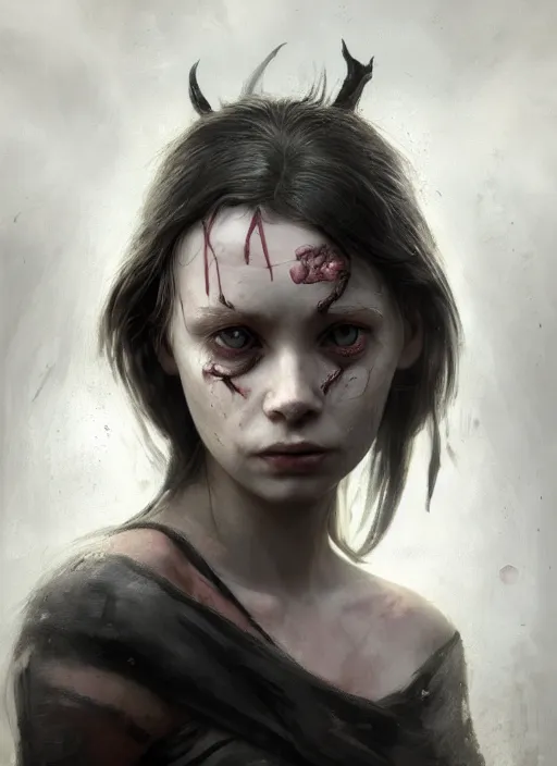 Prompt: portrait of sinister girl with thin evil lips, skeksis, unforgiving, bandaid on nose, expressive eyes, full body, translucent skin, greg rutkowski, charlie bowater, yuumei, stephen gammell, unreal 5, daz, hyperrealistic, octane render, rpg portrait, dynamic lighting, fantasy art, beautiful face