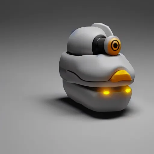 Image similar to a centered detailed render of a cyborg rubber ducky, unreal engine render