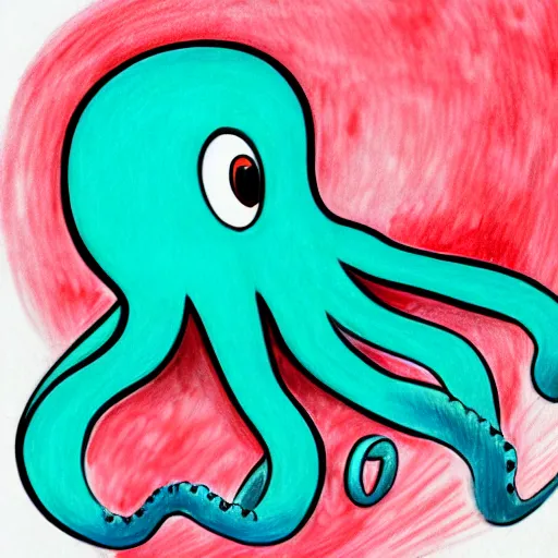 Prompt: multicolor drawing of a sad octopus wearing a pink hatin 4 k ultra high resolution, with arcane style with depressive feeling