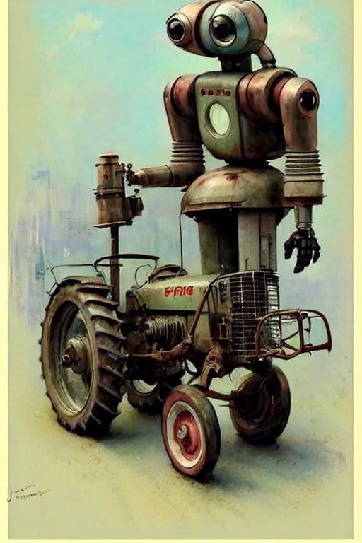 Image similar to ( ( ( ( ( 1 9 5 0 s retro future android robot tractor. muted colors., ) ) ) ) ) by jean - baptiste monge,!!!!!!!!!!!!!!!!!!!!!!!!!