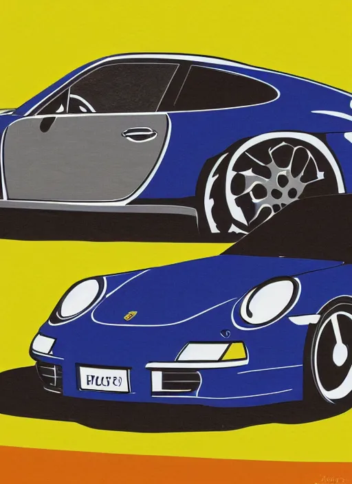 Prompt: abstract illustration of the porsche 9 1 1