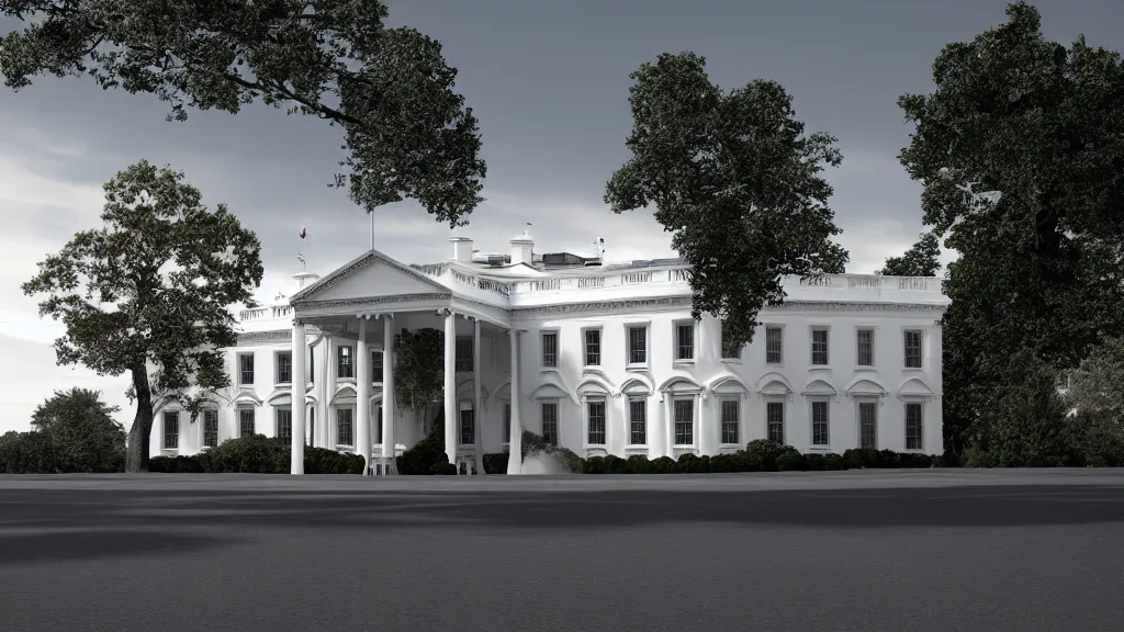 Prompt: the white house. vray.