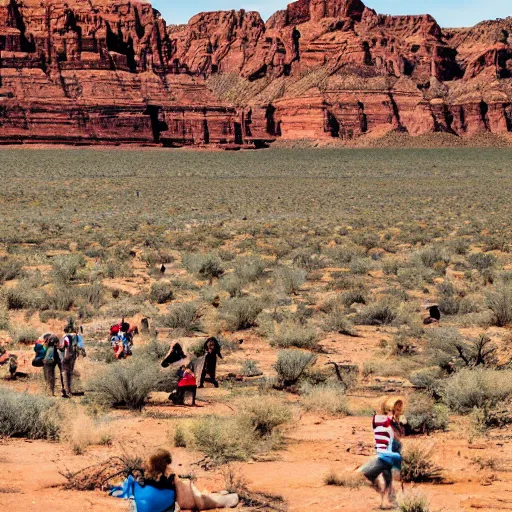 Image similar to a where's waldo scene in the arizona desert