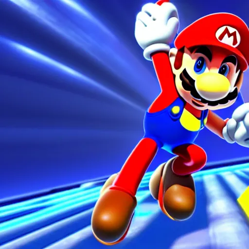 Prompt: a 3 d render of mario wearing a sonic suit