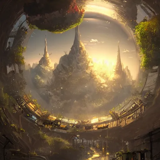 Image similar to a bubble terrarium utopia, with cities galore, dynamic lighting, fantasy concept art, trending on art station, stunning visuals, creative, cinematic, ultra detailed