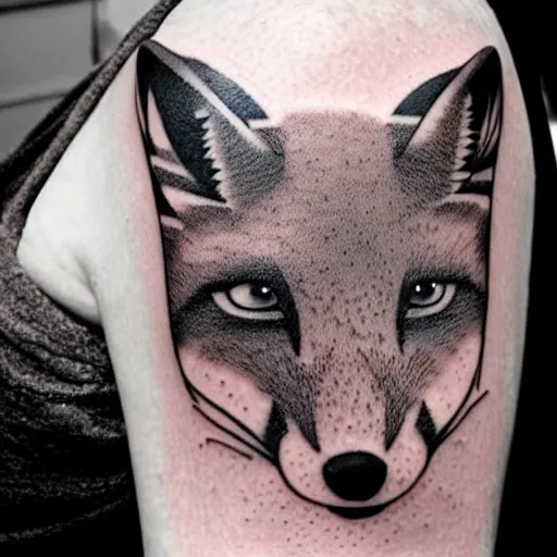 Prompt: A tattoo of a fox, shoulder, abstract