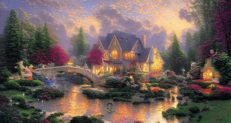 Prompt: the best painting ever by Thomas kinkade, atmospheric, breathtaking