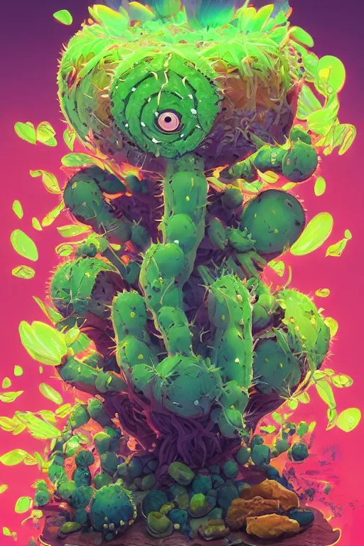 Image similar to roots cactus sushi cristal smurf ghost creature animal sushi cristal very big eye roots cactus elemental flush of force nature micro world fluo fishscale, behance hd by jesper ejsing, by rhads, makoto shinkai and lois van baarle, ilya kuvshinov, rossdraws radiating a glowing aura global illumination ray tracing hdr