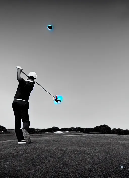 Image similar to golfing black and white portrait white sky in background