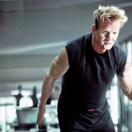 Prompt: A still of Gordon Ramsay in The Matrix