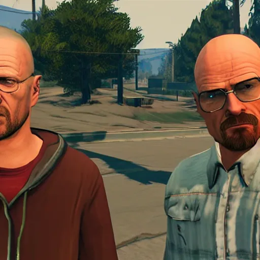 Image similar to walter white & jesse pinkman in grand theft auto v