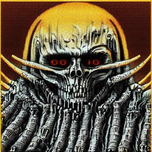 Image similar to dante's inferno by hr giger as pixel art