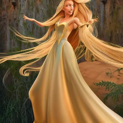 Image similar to disney princess with long blonde hair wearing elegant silk dress yelling at xbox : : weta disney pixar movie still photo : : hi - fructose, decadent highly - detailed digital painting, symmetrical face, golden ratio, octane render, artstation, smooth, sharp focus, artgerm, mucha, loish, wlop