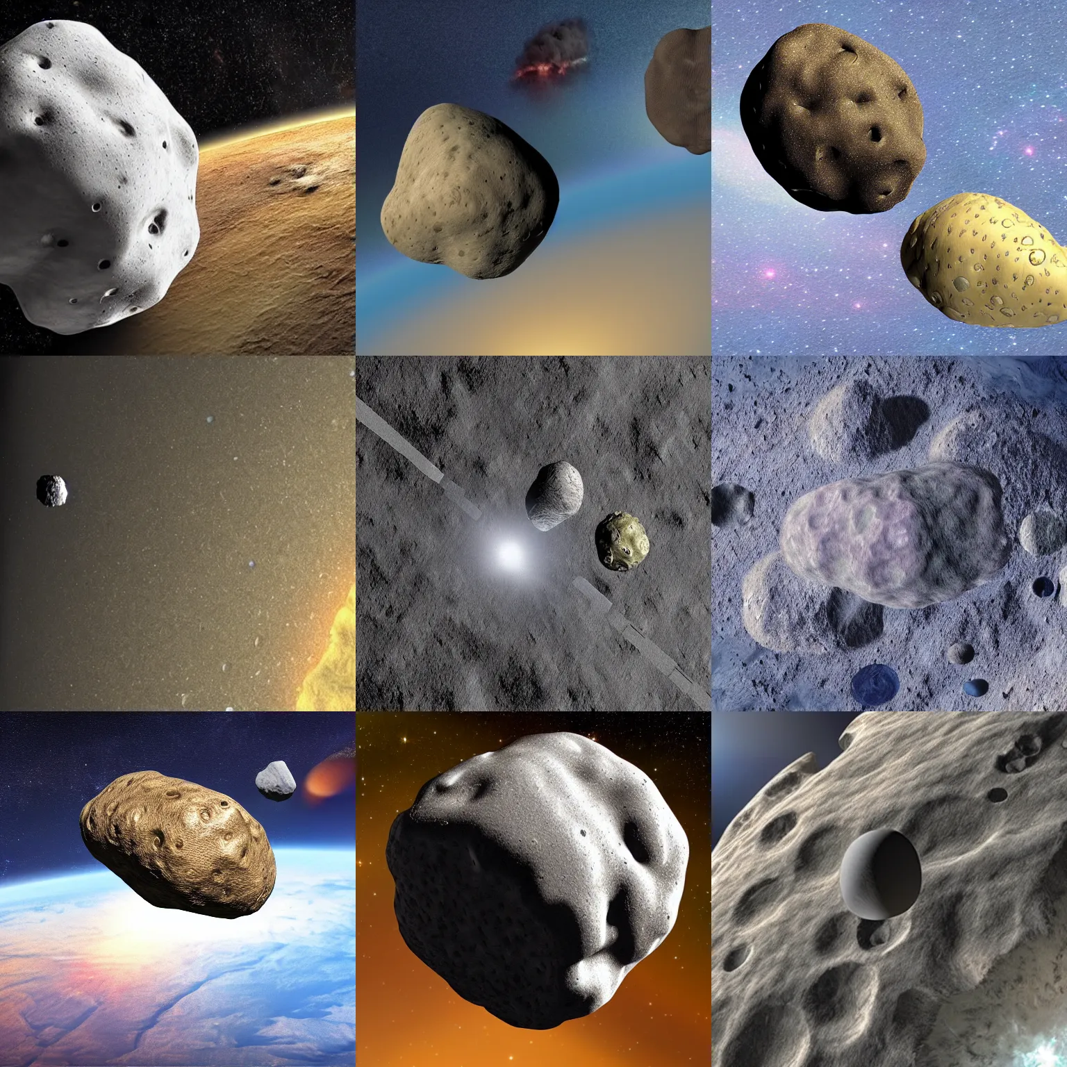 Prompt: An asteroid as a potato, concept art by NASA/ESA