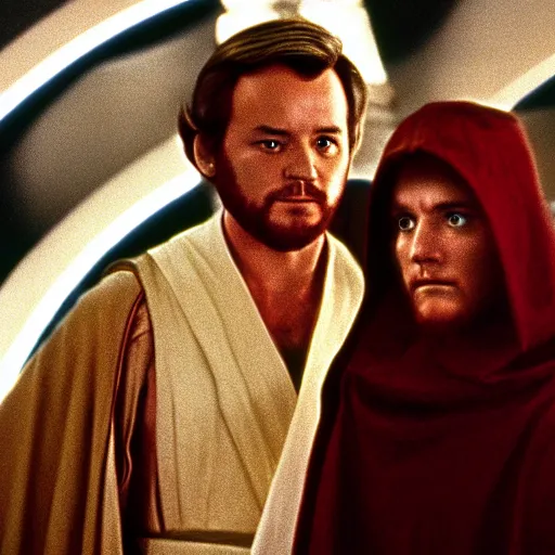 Prompt: bill murray as obi wan kenobi in starwars ( 1 9 7 7 )