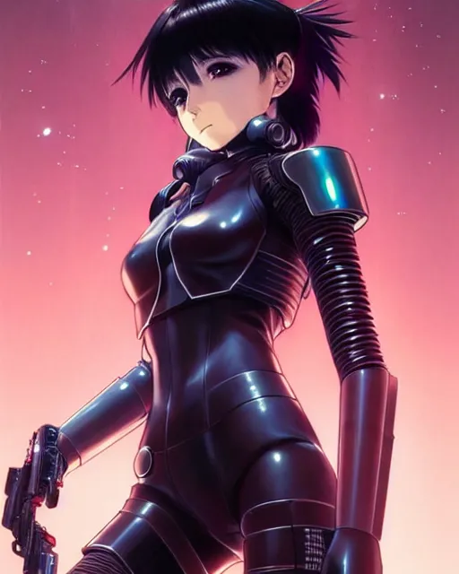 OpenDream - cyberpunk anime girl with futuristic armor covering her face