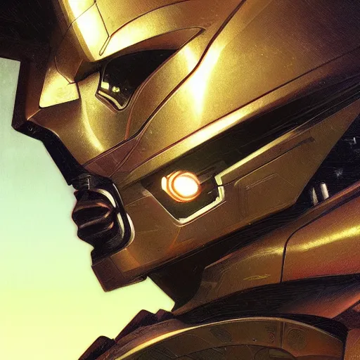 Prompt: a close-up side portrait of a empty robot head, dramatic backlighting, highly detailed, sharp focus, digital painting, concept art, illustration, cyberpunk, trending on artstation, art by greg rutkowski and greg hildebrandt, composition by alphonse mucha
