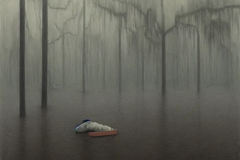 Image similar to scene from louisiana swamps, farm, big oak, pentagram, voodoo, artwork by tim eitel