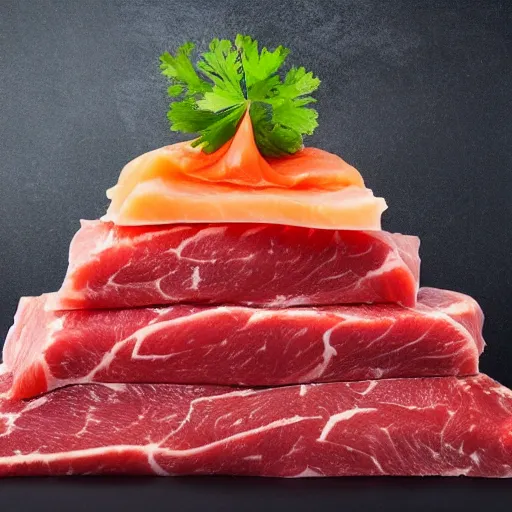Image similar to a pyramid of fresh raw meat