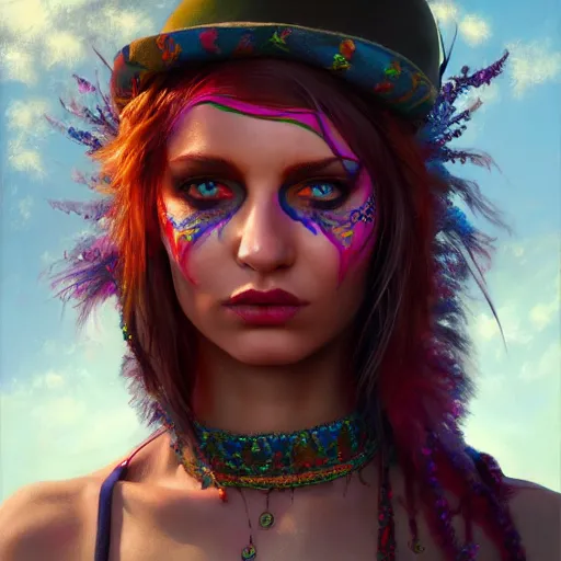 Prompt: the gypsy, perfect eyes, full body shot, portrait, vivid colors, elegant, concept art, sharp focus, digital art, Hyper-realistic, 4K, Unreal Engine, Highly Detailed, HD, Dramatic Lighting by Brom, trending on Artstation