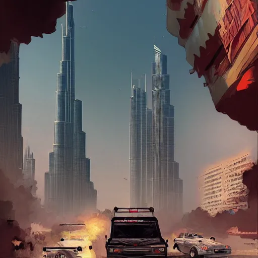 Image similar to gta : dubai, by greg rutkowski