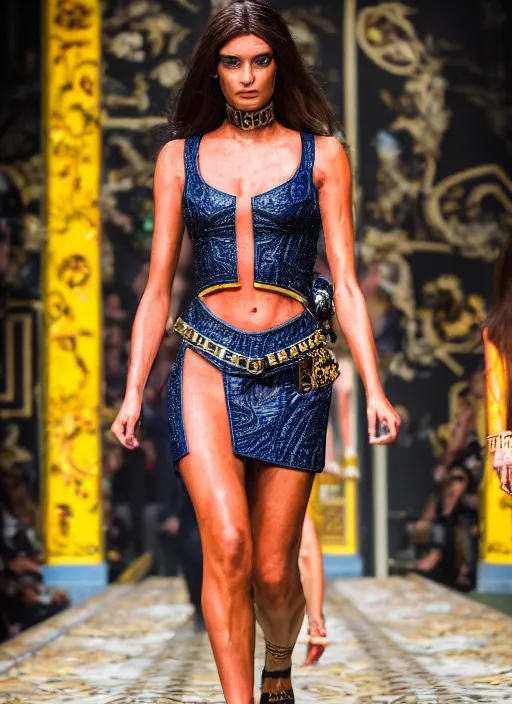 Prompt: hyperrealistic and heavy detailed versace runway show of judge dredd, leica sl 2 5 0 mm, vivid color, high quality, high textured, real life 8 k