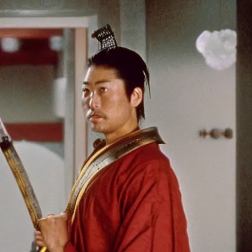 Prompt: japanese samurai in home alone movie