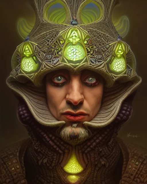 Image similar to front shot of a court jester character, hyperdimensional, bioluminescent hypercubes, ((intricate)), elegant, highly detailed, centered, (((artstation, concept art, smooth, sharp focus, artgerm, Tomasz Alen Kopera, Peter Mohrbacher, donato giancola, Joseph Christian Leyendecker, WLOP, Boris Vallejo))), mugshot!!!!!, ugly!!!!!!, octane render, nvidia raytracing demo, grainy, muted