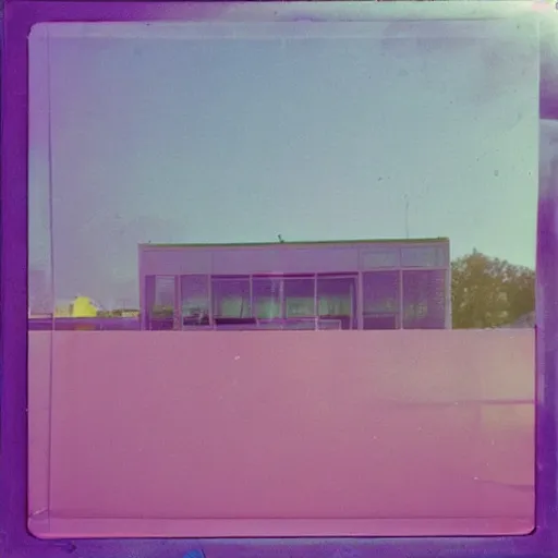 Prompt: a pastel coloured Polaroid photo of a maximalist sunbed made of transparent iridescent perspex stood in a field, beams of light, nostalgic