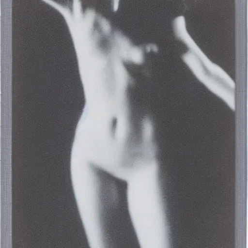 Prompt: polaroid of case study of woman clubbing full body by Tarkovsky