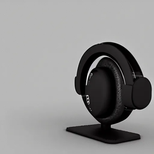 Prompt: headphone stand, futuristic, techno, cyberpunk, product design, 3 d render, concept, fun, swag, industrial design