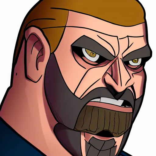 Prompt: Head-to-shoulder shot of a Triple H vinyl figure as a villain, Disney, Triple H, wrestling, WWE, Disney style, 2d, Disney 2d animation, digital 2D animation, traditional animation, Disney style, Disney animation, Deviantart, very coherent symmetrical artwork, artstation, villain, brightly colored