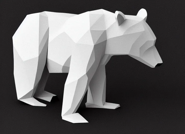 Image similar to low polygon render of a bear, on a white background, isometric 3 d, ultra hd