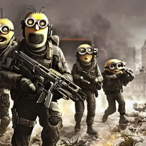 Image similar to Call of the duty: the Minions. game loading screen