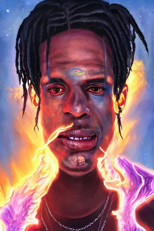 Image similar to an in game portrait of travis scott as hades, art by jen zee.