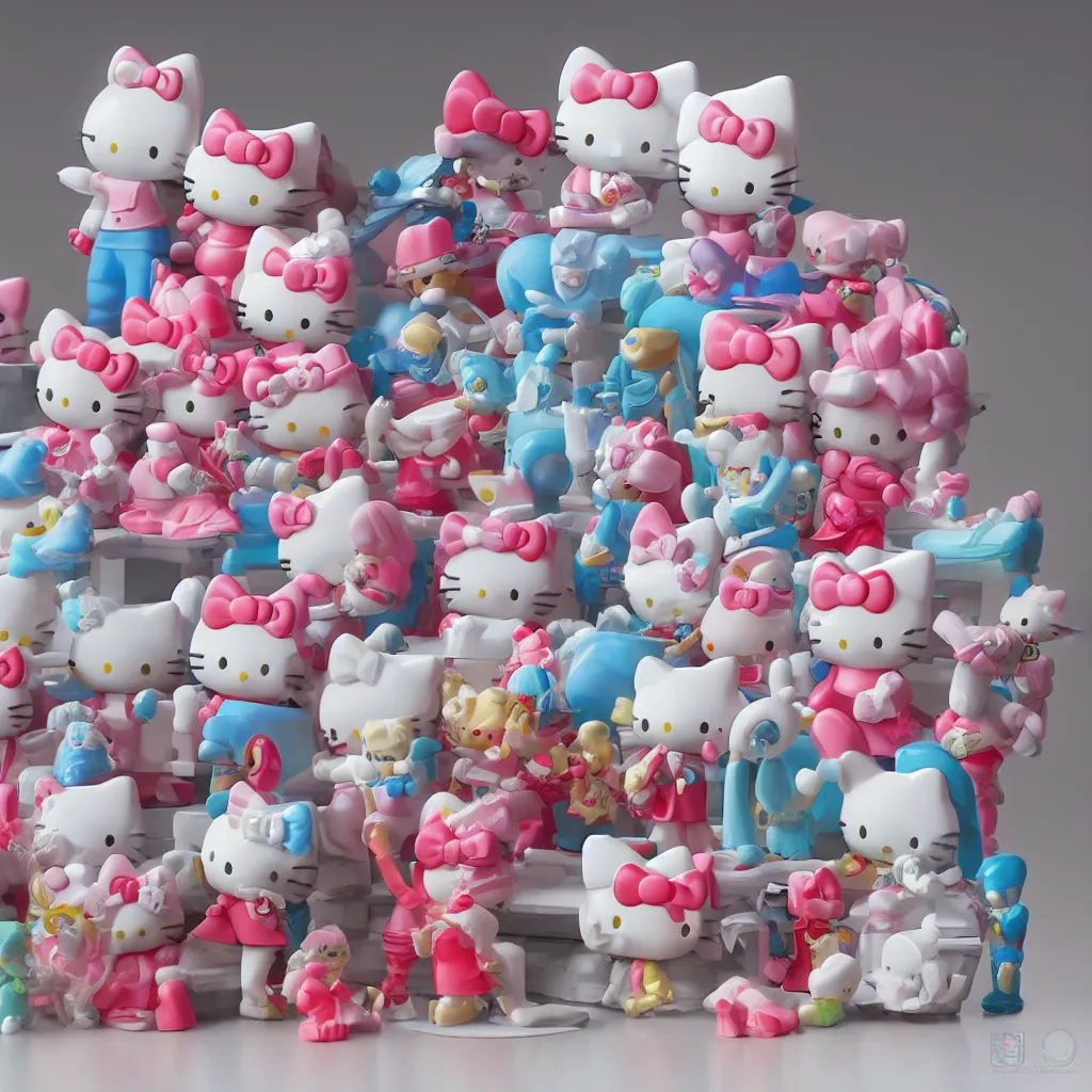 Prompt: A 3D Hello kitty figure by figure by Tyler Edlin