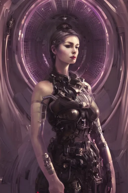 Image similar to portrait futuristic beautiful and goddess and gothic female army navy, at inside of a future submarine, ssci-fi, fantasy, intricate, very very beautiful, elegant, neon light, highly detailed, digital painting, artstation, concept art, soft light, hdri, smooth, sharp focus, illustration, art by tian zi and craig mullins and WLOP and alphonse mucha