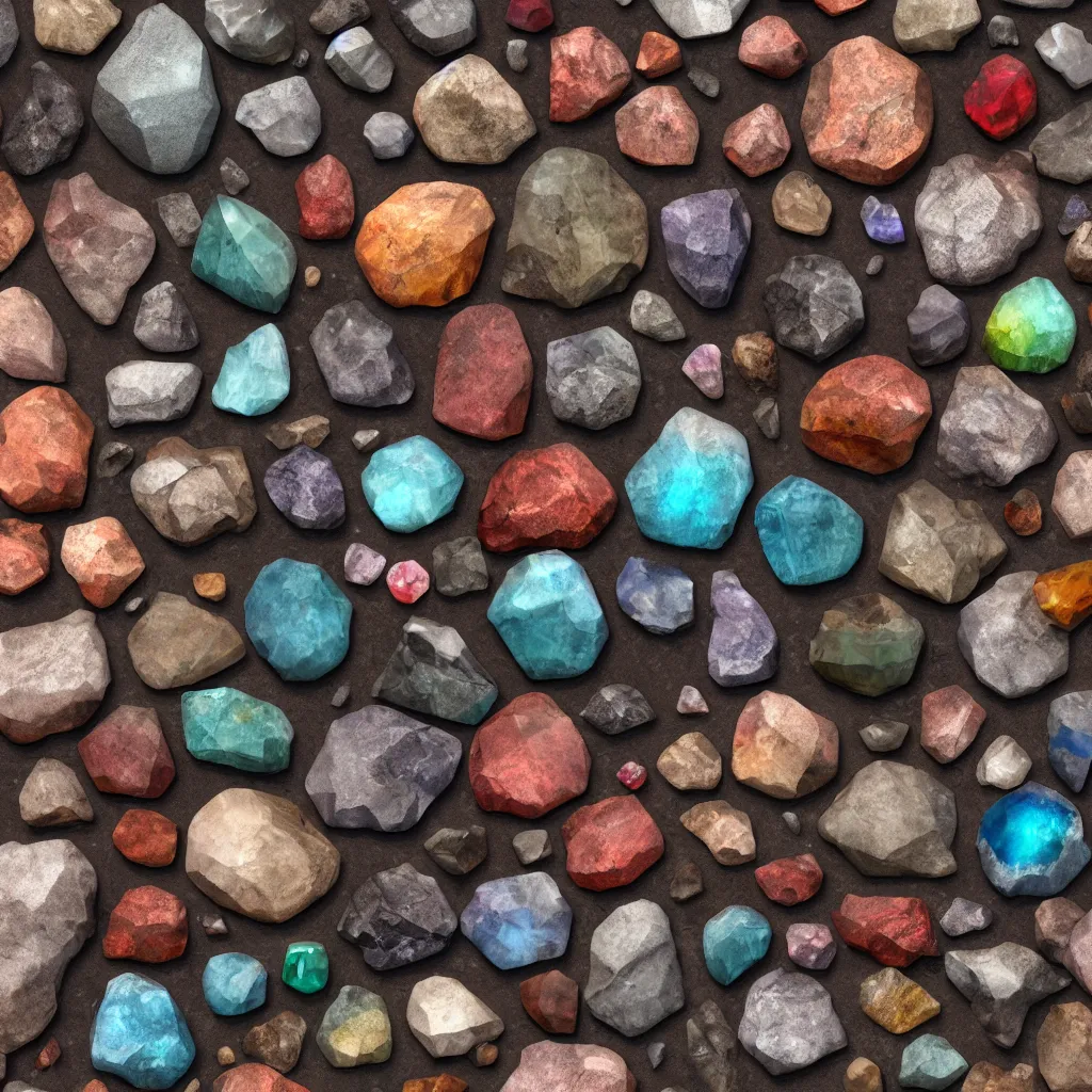 Prompt: high quality 4 k texture of gemstones, beautiful aged and rustic finish, blender design assets, 3 d, photo - realostic, high poly, 3 0 0 dpi, 8 k render, ue marketplace, unreal engine 5, volumetric lighting, realistic shadows,