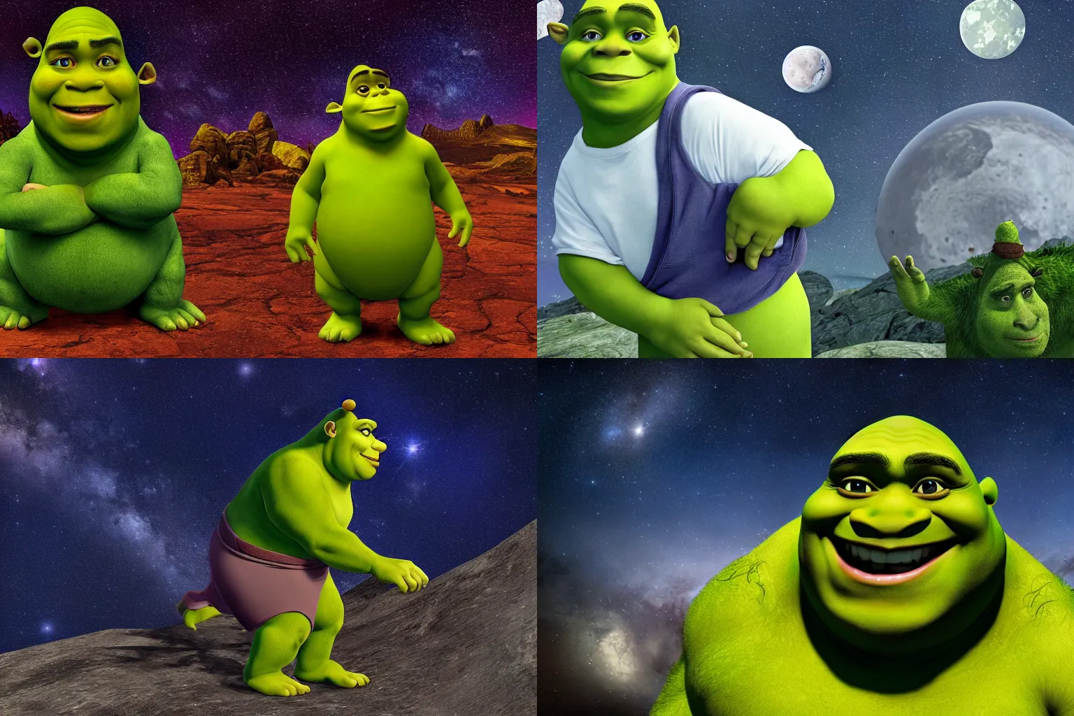 Prompt: breathtaking photograph of Special Needs Shrek. astrophotography, NASA, 4K, Detailed, HDR