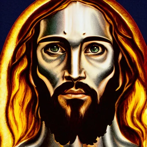 Image similar to Photo of cyborg Jesus Christ