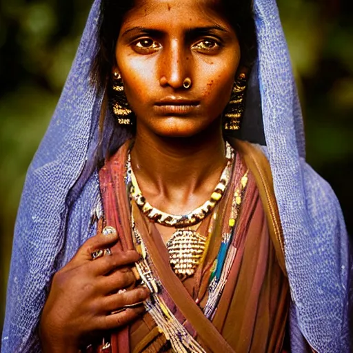 Prompt: portrait beautiful Indian young woman, by Steve McCurry, clean, detailed, award winning