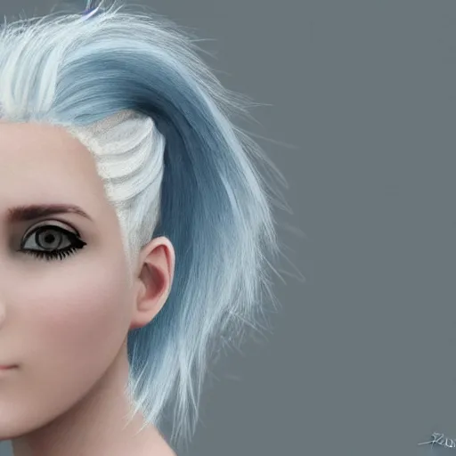 Image similar to a girl with white hair in a hairbun, by kelogsloops