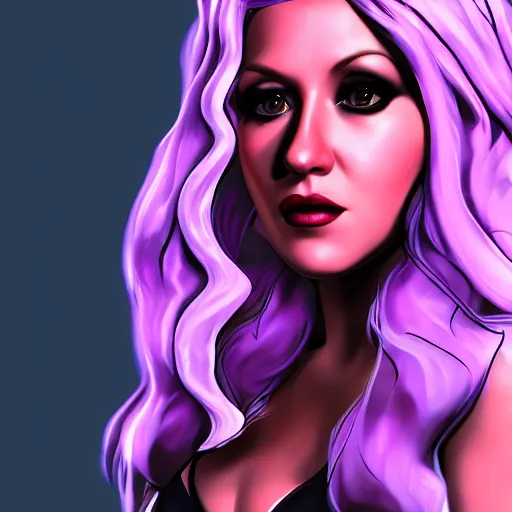 Image similar to christina aguilera portrait, borderlands, tales from the borderlands, the wolf among us, comic, cinematic lighting, studio quality, 8 k